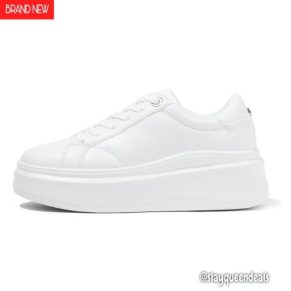 Shoes - Women's Platform Sneakers Faux Leather Low Top Casual Walking Shoes